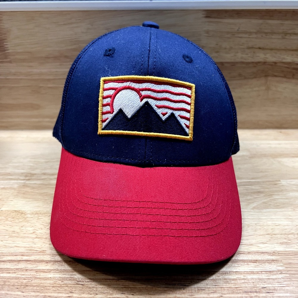 George Hat Cap Mountain Scene Snap Adjustable‎ Trucker Red Blue Meshback Walmart